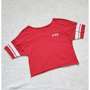 PINK: cherry red cropped jersey top